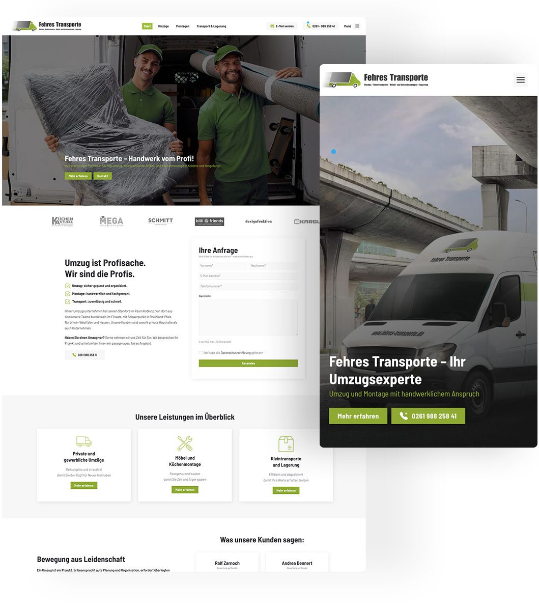 Webdesign Referenz für ein Umzugsunternehmen – Conversion-optimierte Website für Logistikdienstleister