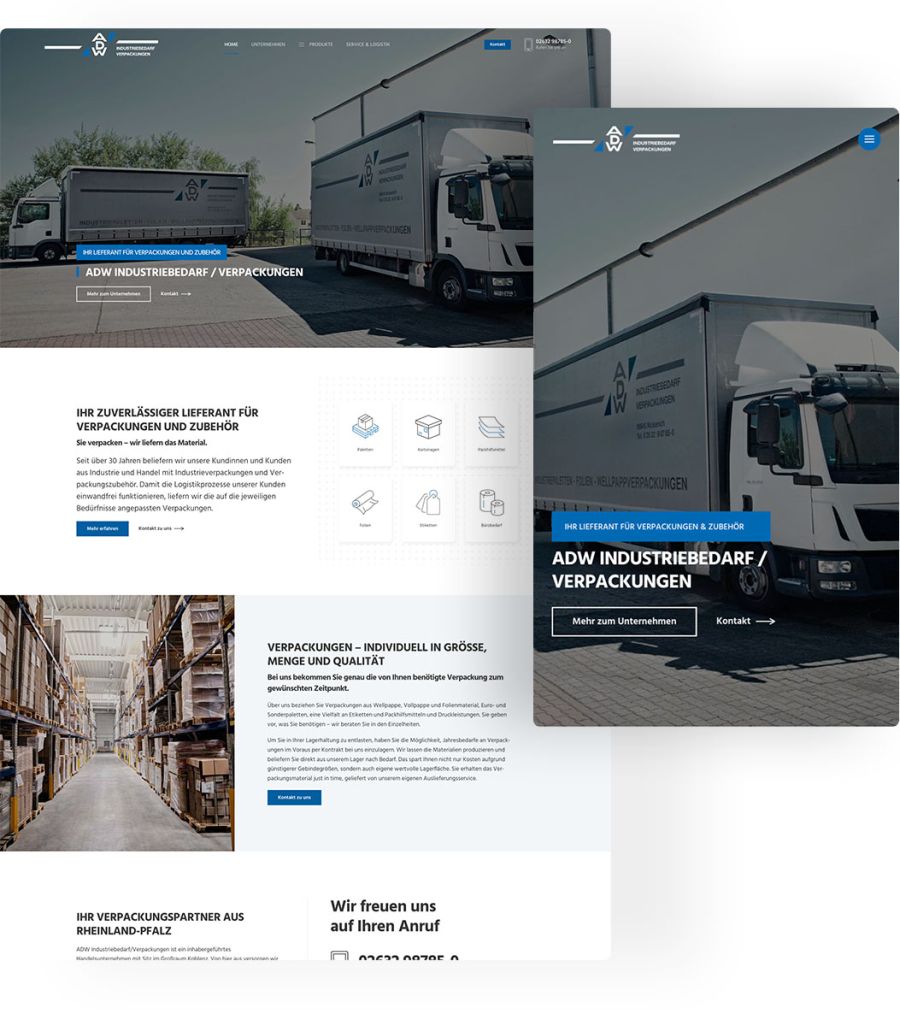 B2B Webdesign Referenz für Industriebedarf Koblenz